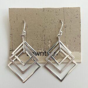Silver Square Geometric Earrings